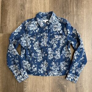 Vintage Isaac Mizrahi Live! blue floral print denim jacket
